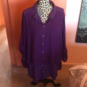 Purple sexy button down tunic
